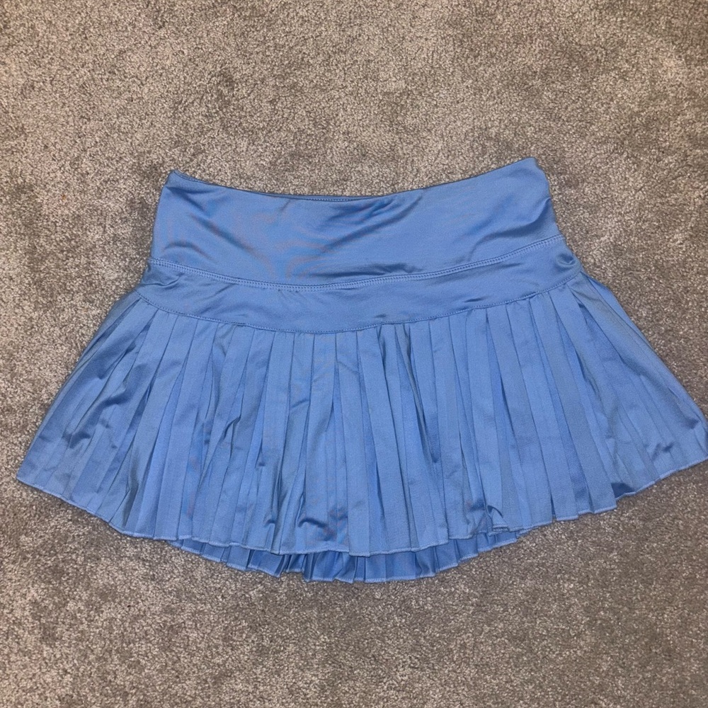 Blue Mini Skater Skirt with Pleats